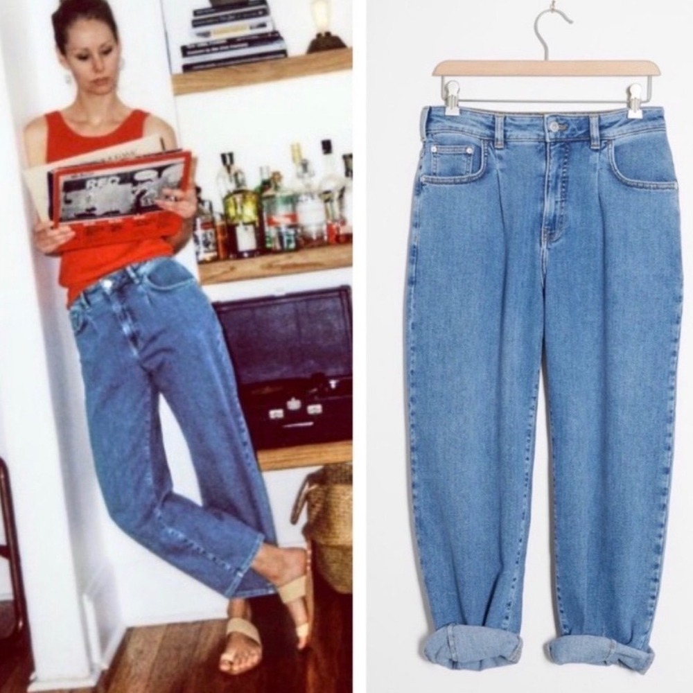 Pilcro Ultra High-Rise Pleated Relaxed Jeans Medium Wash | Sz 25